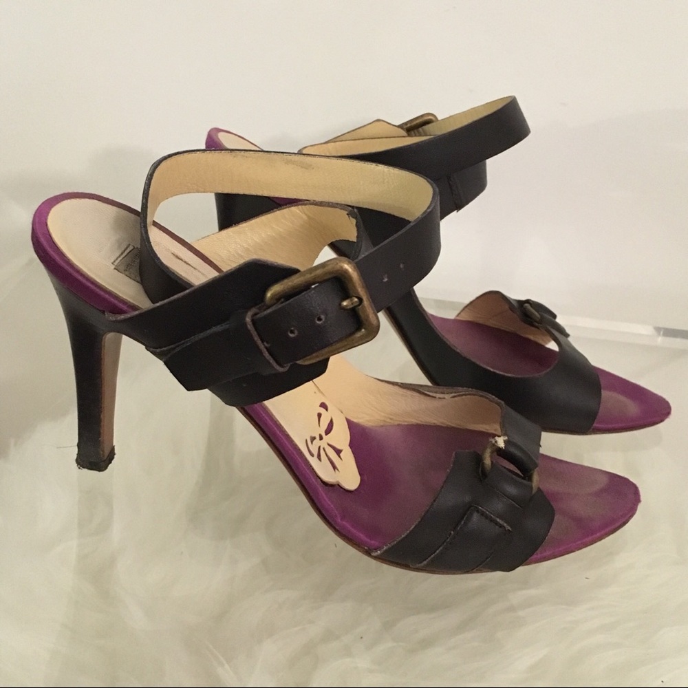 MOSCHINO BROWN LEATHER SANDALS SIZE 37 - Picture 3 of 8